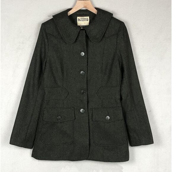 NWOT EASTON NESTON Leon Max Special Edition‎ Wool Coat Sz 10 Green Herringbone - Picture 1 of 16